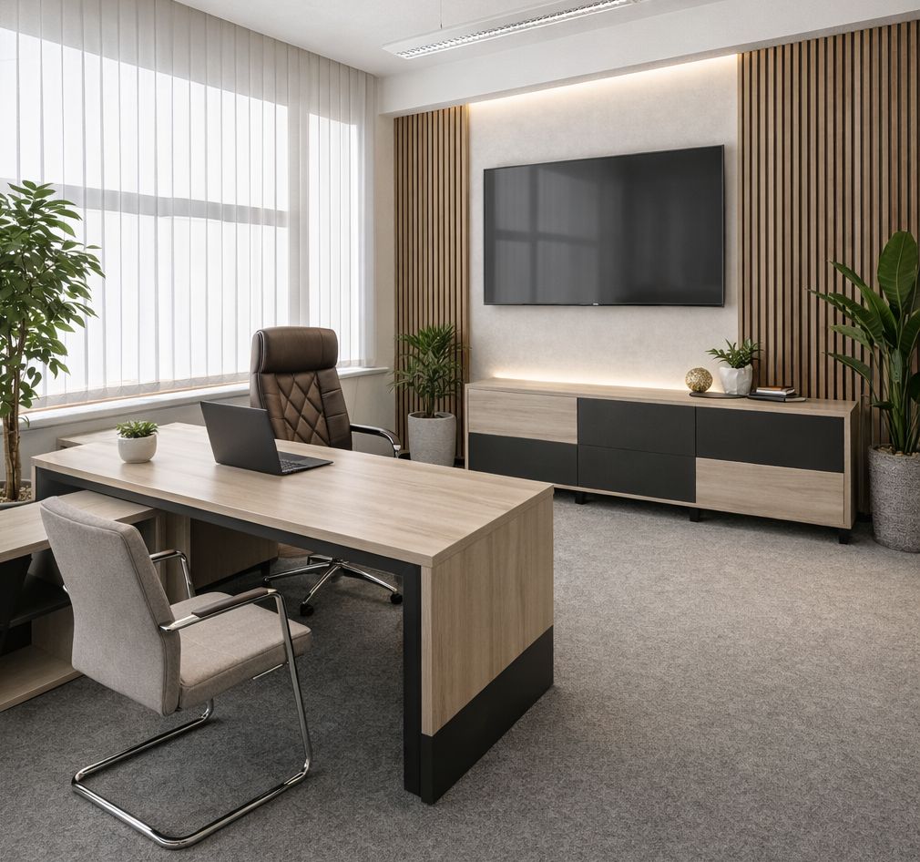 kancelář zařízená podle Feng - shui principů může vypadat velice moderně
